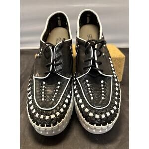 Silent D Brodies Oxford Patent Leather Sneaker Black/White Women’s 6.5-7 Shoes